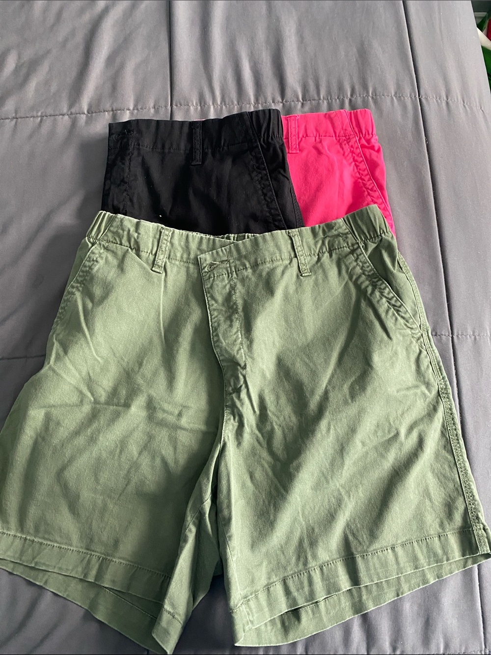 Three Old Navy Casual Shorts in Sage, Black & Hot Pink - Picture 2 of 4